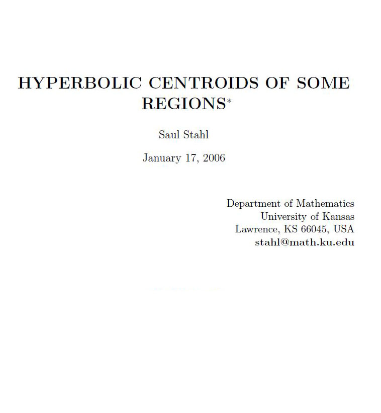 Hyperbolic Centroids of Some Regions