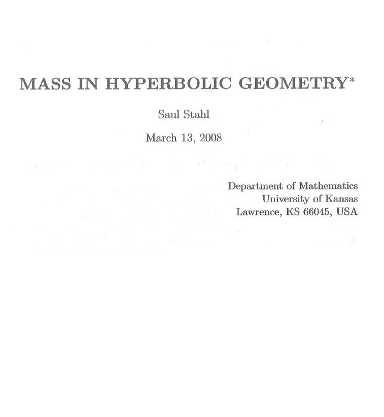 Mass in Hyperbolic Geometry