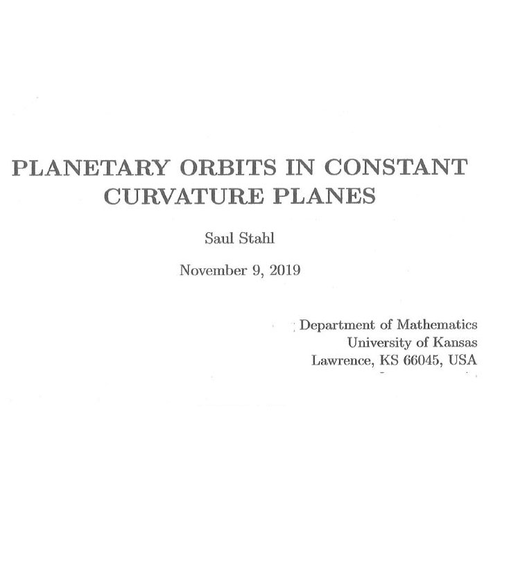 Planetary Orbits in Constant Curvature Planes